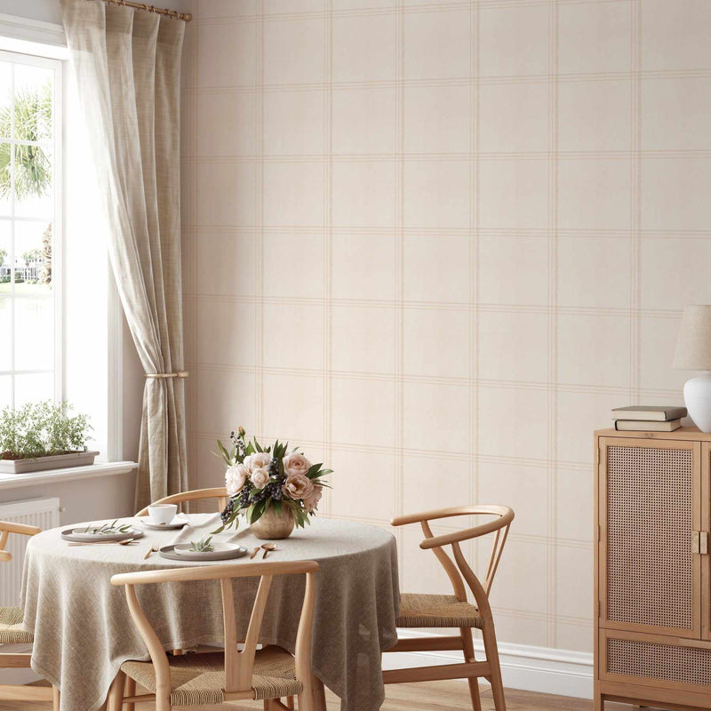 Plaid in Fawn Wallpaper-Wallpaper-Buy-Australian-Removable-Wallpaper-In-Gingham-Wallpaper-Peel-And-Stick-Wallpaper-Online-At-Olive-et-Oriel-Shop-Plaid-&-Check-Style-Wall-Papers-Decorate-Your-Bedroom-Living-Room-Kids-Room-or-Commercial-Interior
