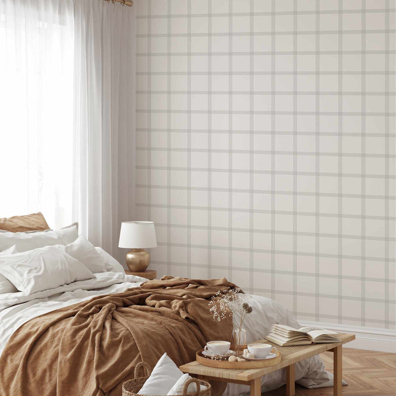 Plaid in Mist Wallpaper-Wallpaper-Buy-Australian-Removable-Wallpaper-In-Gingham-Wallpaper-Peel-And-Stick-Wallpaper-Online-At-Olive-et-Oriel-Shop-Plaid-&-Check-Style-Wall-Papers-Decorate-Your-Bedroom-Living-Room-Kids-Room-or-Commercial-Interior