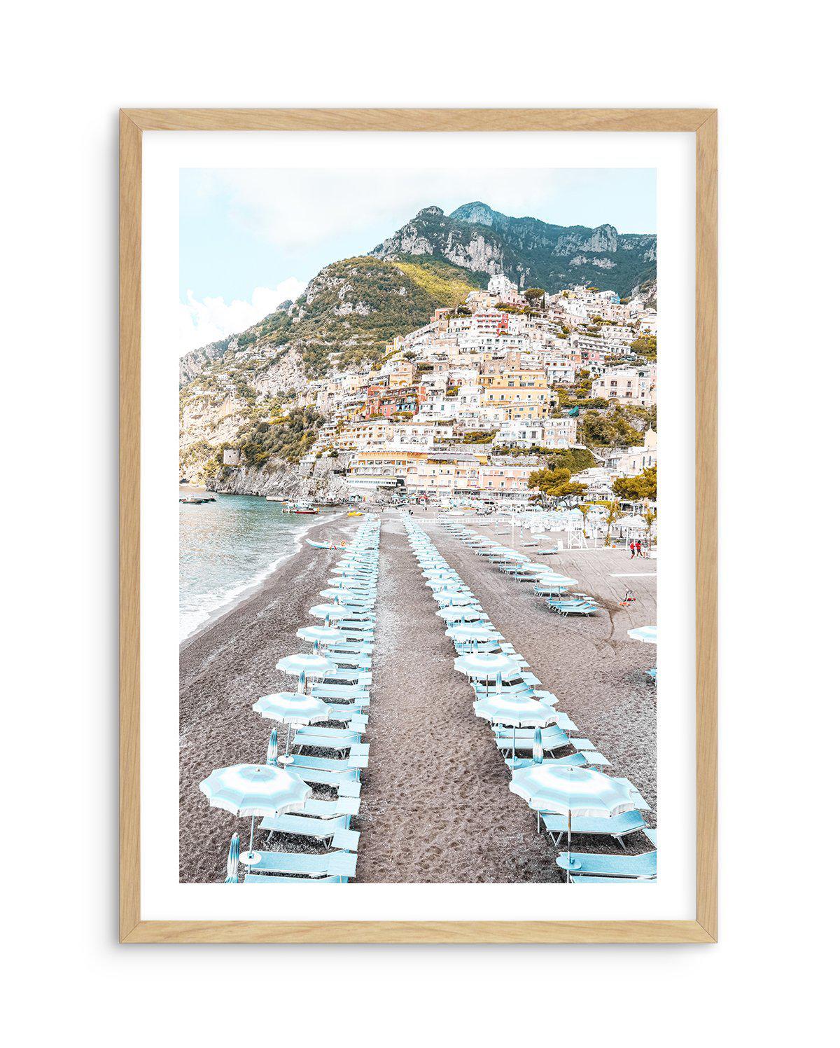 Positano Parisols Art Print-PRINT-Olive et Oriel-Olive et Oriel-A5 | 5.8" x 8.3" | 14.8 x 21cm-Oak-With White Border-Buy-Australian-Art-Prints-Online-with-Olive-et-Oriel-Your-Artwork-Specialists-Austrailia-Decorate-With-Coastal-Photo-Wall-Art-Prints-From-Our-Beach-House-Artwork-Collection-Fine-Poster-and-Framed-Artwork