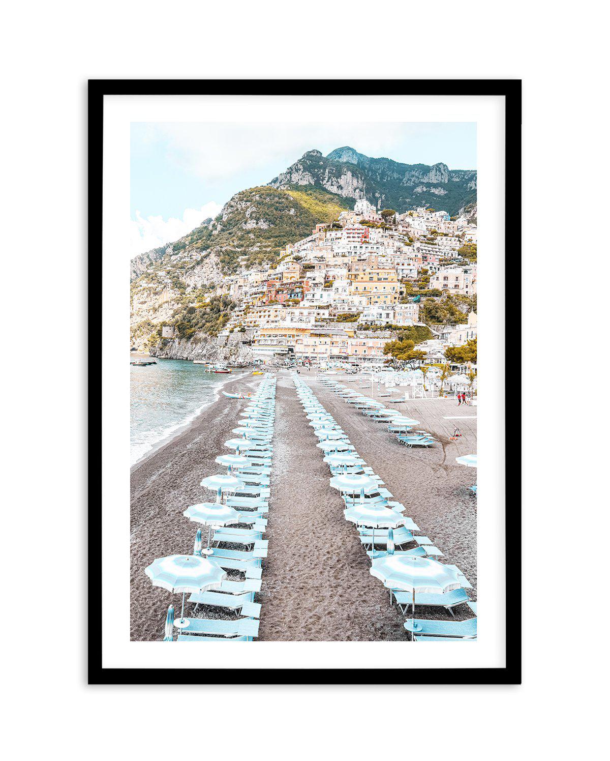 Positano Parisols Art Print-PRINT-Olive et Oriel-Olive et Oriel-A5 | 5.8" x 8.3" | 14.8 x 21cm-Black-With White Border-Buy-Australian-Art-Prints-Online-with-Olive-et-Oriel-Your-Artwork-Specialists-Austrailia-Decorate-With-Coastal-Photo-Wall-Art-Prints-From-Our-Beach-House-Artwork-Collection-Fine-Poster-and-Framed-Artwork