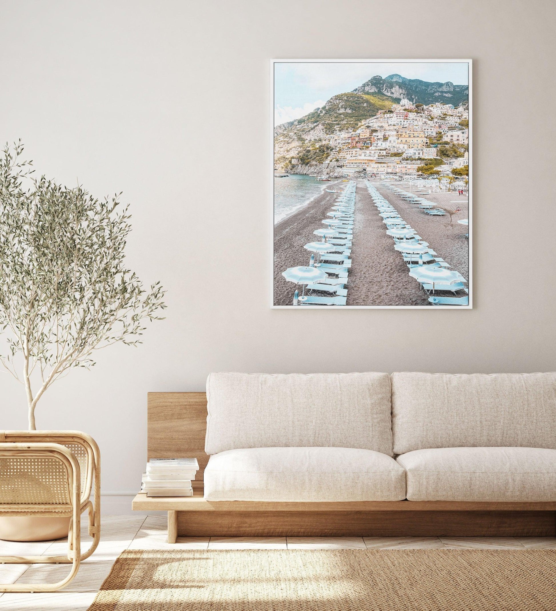 Positano Parisols | Framed Canvas-CANVAS-You can shop wall art online with Olive et Oriel for everything from abstract art to fun kids wall art. Our beautiful modern art prints and canvas art are available from large canvas prints to wall art paintings and our proudly Australian artwork collection offers only the highest quality framed large wall art and canvas art Australia - You can buy fashion photography prints or Hampton print posters and paintings on canvas from Olive et Oriel and have the