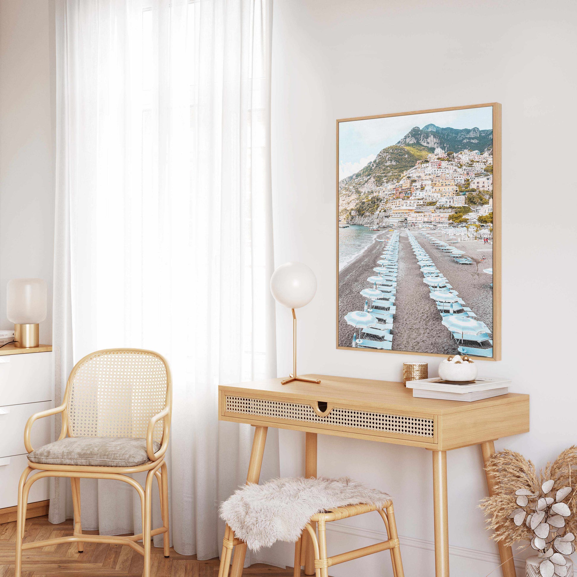 Positano Parisols | Framed Canvas-CANVAS-You can shop wall art online with Olive et Oriel for everything from abstract art to fun kids wall art. Our beautiful modern art prints and canvas art are available from large canvas prints to wall art paintings and our proudly Australian artwork collection offers only the highest quality framed large wall art and canvas art Australia - You can buy fashion photography prints or Hampton print posters and paintings on canvas from Olive et Oriel and have the