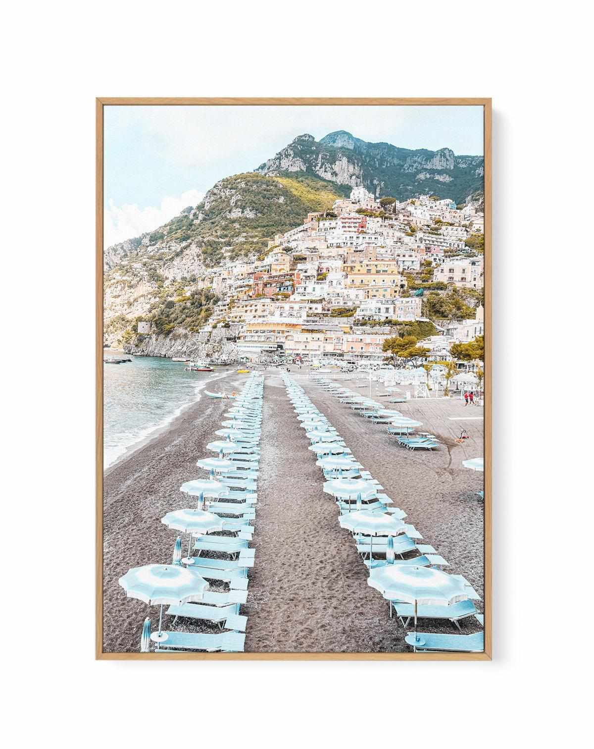 Positano Parisols | Framed Canvas Art Print