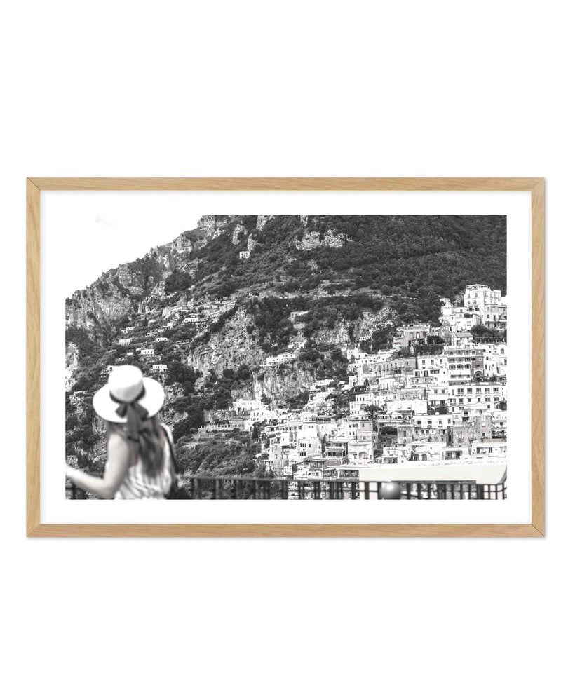 Positano Views B&W Art Print-PRINT-Olive et Oriel-Olive et Oriel-A5 | 5.8" x 8.3" | 14.8 x 21cm-Oak-With White Border-Buy-Australian-Art-Prints-Online-with-Olive-et-Oriel-Your-Artwork-Specialists-Austrailia-Decorate-With-Coastal-Photo-Wall-Art-Prints-From-Our-Beach-House-Artwork-Collection-Fine-Poster-and-Framed-Artwork