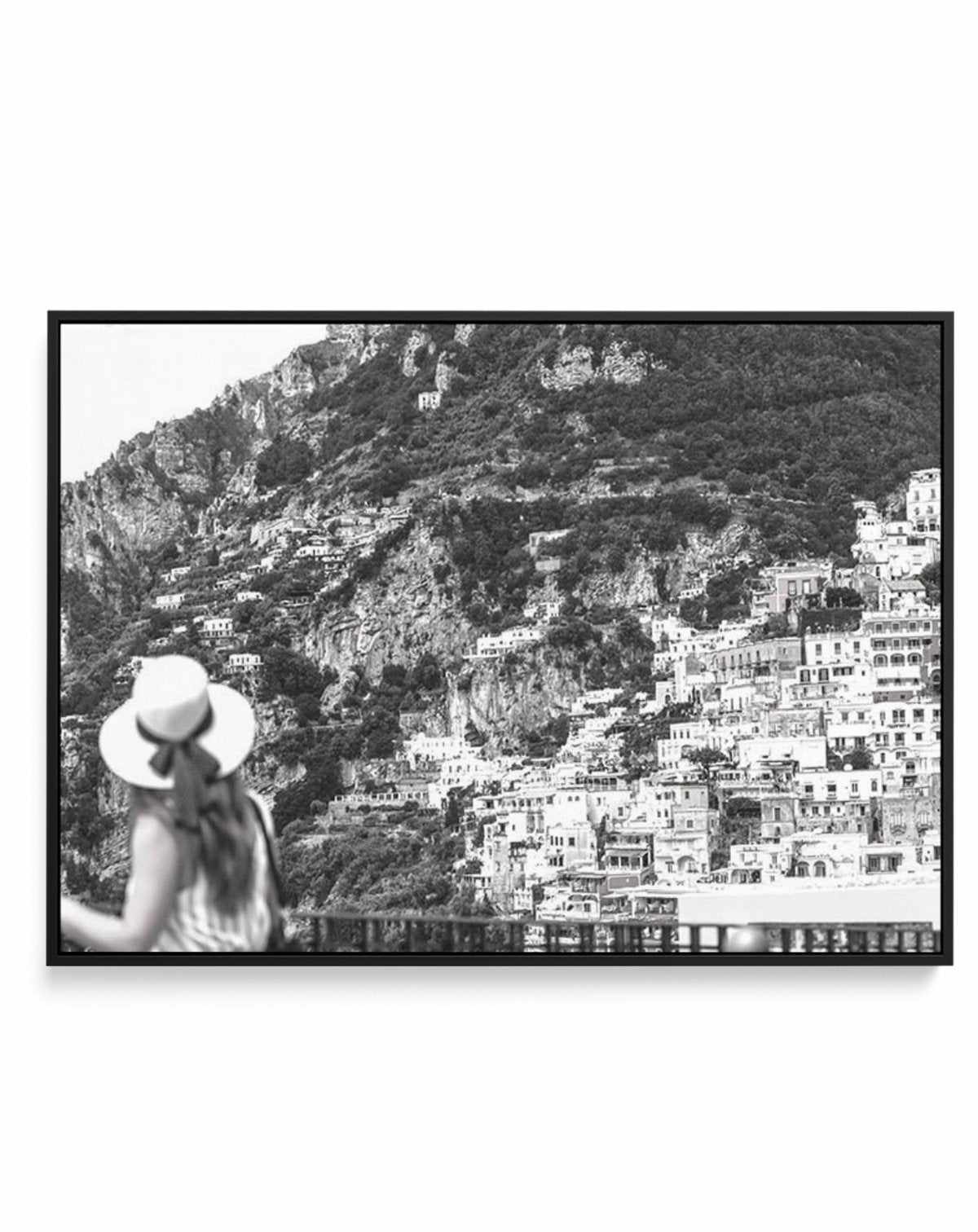 Positano Views B&W | Framed Canvas-CANVAS-You can shop wall art online with Olive et Oriel for everything from abstract art to fun kids wall art. Our beautiful modern art prints and canvas art are available from large canvas prints to wall art paintings and our proudly Australian artwork collection offers only the highest quality framed large wall art and canvas art Australia - You can buy fashion photography prints or Hampton print posters and paintings on canvas from Olive et Oriel and have th