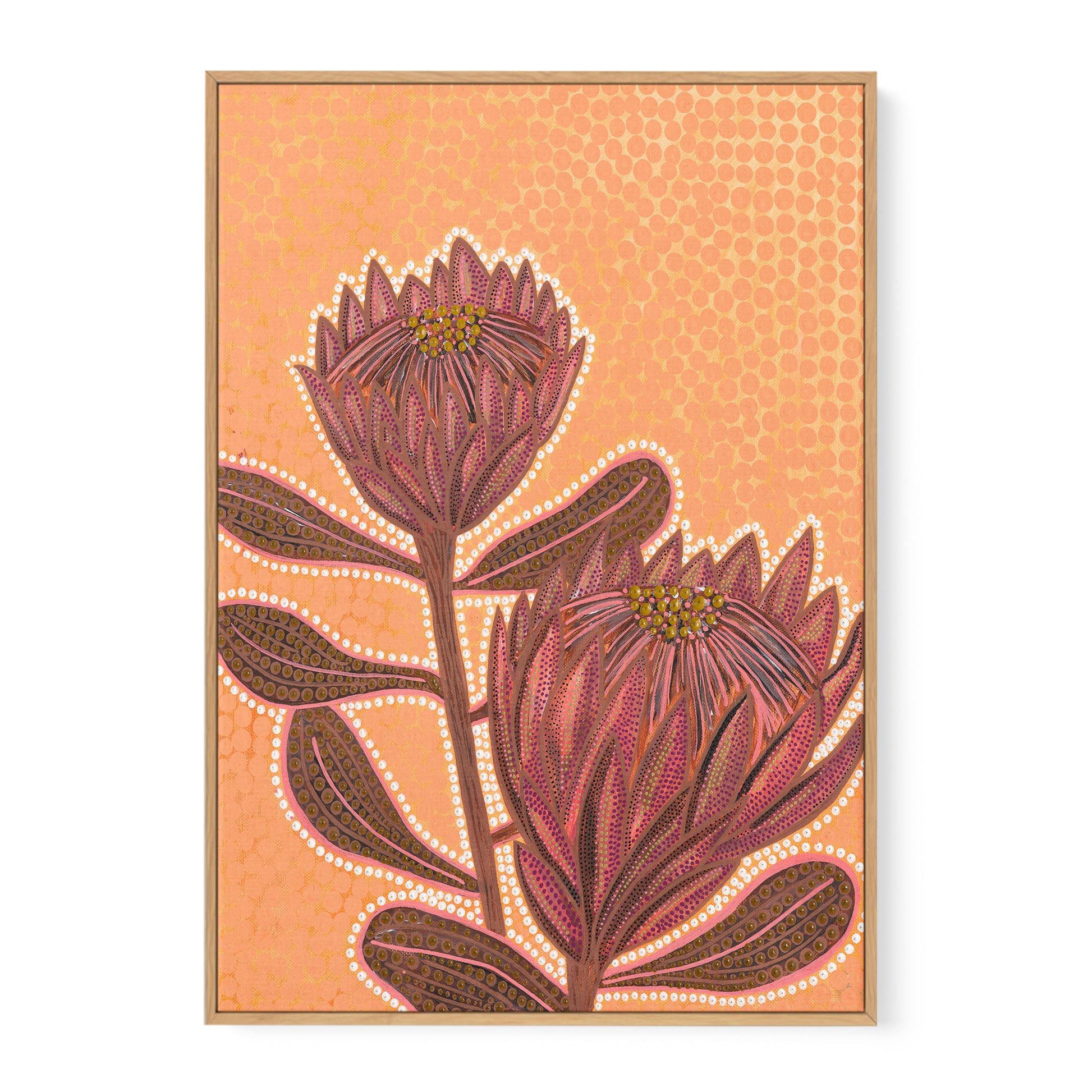 Proteas by Domica Hill | Framed Canvas-CANVAS-You can shop wall art online with Olive et Oriel for everything from abstract art to fun kids wall art. Our beautiful modern art prints and canvas art are available from large canvas prints to wall art paintings and our proudly Australian artwork collection offers only the highest quality framed large wall art and canvas art Australia - You can buy fashion photography prints or Hampton print posters and paintings on canvas from Olive et Oriel and hav