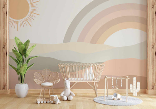 Rainbow Desert Wallpaper Mural-Wallpaper-Buy Kids Removable Wallpaper Online Our Custom Made Children√¢‚Ç¨‚Ñ¢s Wallpapers Are A Fun Way To Decorate And Enhance Boys Bedroom Decor And Girls Bedrooms They Are An Amazing Addition To Your Kids Bedroom Walls Our Collection of Kids Wallpaper Is Sure To Transform Your Kids Rooms Interior Style From Pink Wallpaper To Dinosaur Wallpaper Even Marble Wallpapers For Teen Boys Shop Peel And Stick Wallpaper Online Today With Olive et Oriel