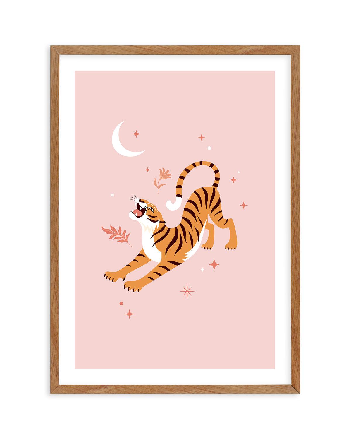 Roaring Tiger I Art Print-PRINT-Olive et Oriel-Olive et Oriel-50x70 cm | 19.6" x 27.5"-Walnut-With White Border-Buy-Australian-Art-Prints-Online-with-Olive-et-Oriel-Your-Artwork-Specialists-Austrailia-Decorate-With-Coastal-Photo-Wall-Art-Prints-From-Our-Beach-House-Artwork-Collection-Fine-Poster-and-Framed-Artwork