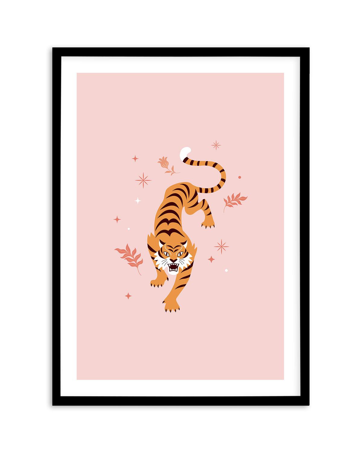 Roaring Tiger II Art Print-PRINT-Olive et Oriel-Olive et Oriel-A5 | 5.8" x 8.3" | 14.8 x 21cm-Black-With White Border-Buy-Australian-Art-Prints-Online-with-Olive-et-Oriel-Your-Artwork-Specialists-Austrailia-Decorate-With-Coastal-Photo-Wall-Art-Prints-From-Our-Beach-House-Artwork-Collection-Fine-Poster-and-Framed-Artwork