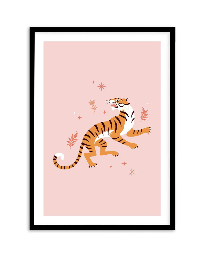 Roaring Tiger III Art Print-PRINT-Olive et Oriel-Olive et Oriel-A5 | 5.8" x 8.3" | 14.8 x 21cm-Black-With White Border-Buy-Australian-Art-Prints-Online-with-Olive-et-Oriel-Your-Artwork-Specialists-Austrailia-Decorate-With-Coastal-Photo-Wall-Art-Prints-From-Our-Beach-House-Artwork-Collection-Fine-Poster-and-Framed-Artwork