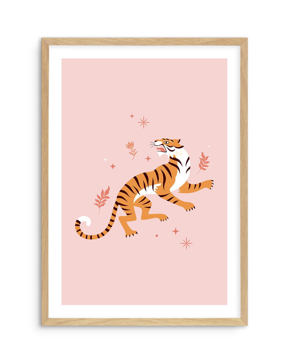 Roaring Tiger III Art Print-PRINT-Olive et Oriel-Olive et Oriel-A5 | 5.8" x 8.3" | 14.8 x 21cm-Oak-With White Border-Buy-Australian-Art-Prints-Online-with-Olive-et-Oriel-Your-Artwork-Specialists-Austrailia-Decorate-With-Coastal-Photo-Wall-Art-Prints-From-Our-Beach-House-Artwork-Collection-Fine-Poster-and-Framed-Artwork