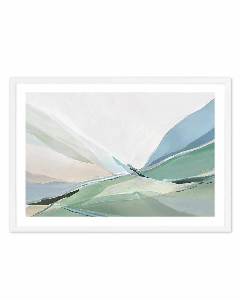 Rolling Green Art Print-PRINT-Order sage mint green framed abstract painting wall art prints online with Olive et Oriel Australia