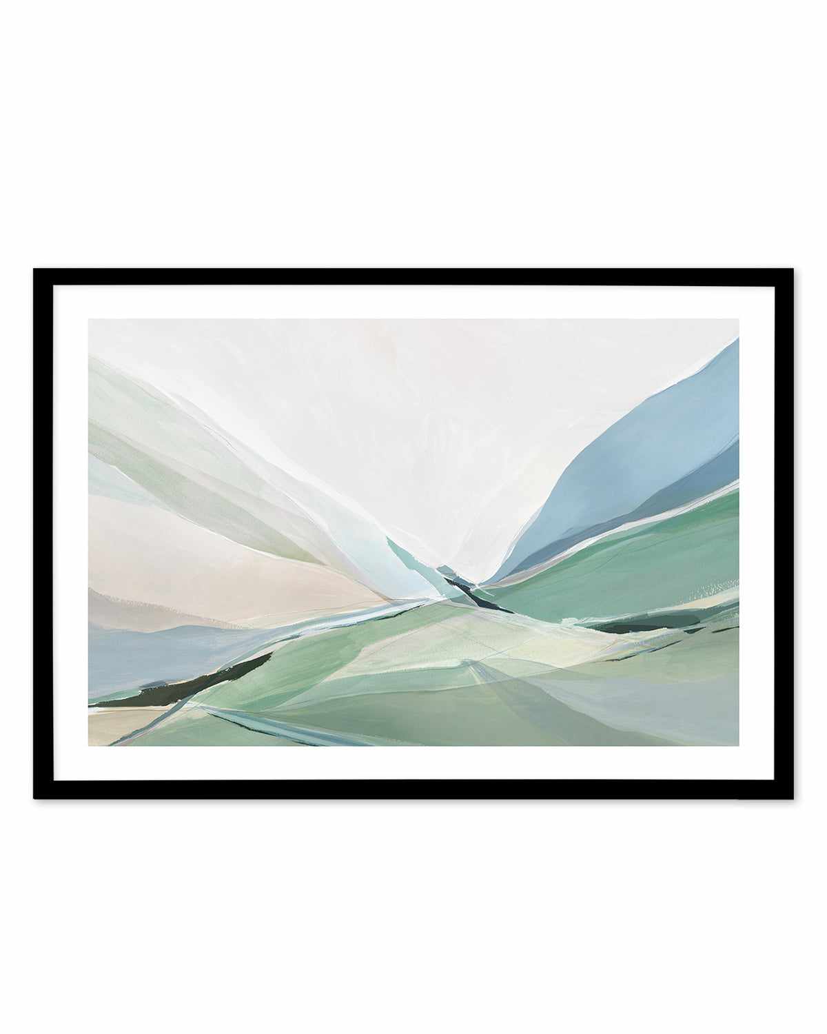 Rolling Green Art Print-PRINT-Order sage mint green framed abstract painting wall art prints online with Olive et Oriel Australia