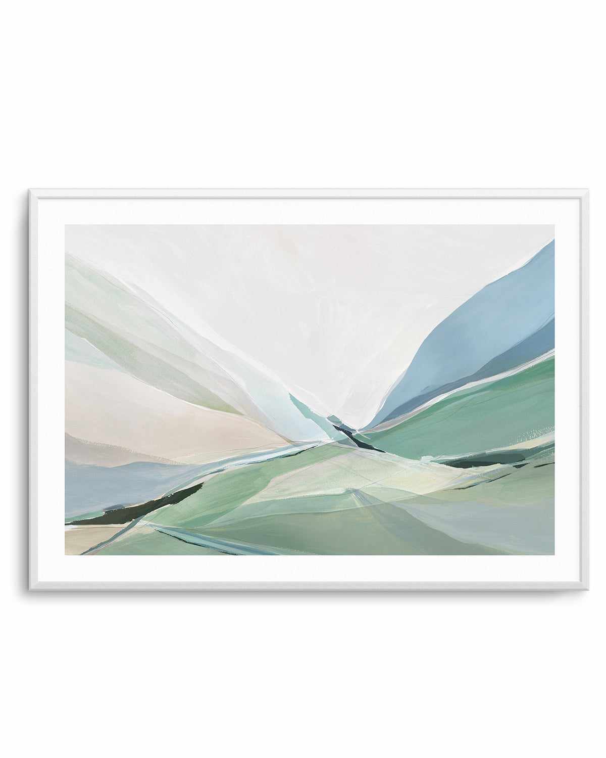 Rolling Green Art Print-PRINT-Order sage mint green framed abstract painting wall art prints online with Olive et Oriel Australia