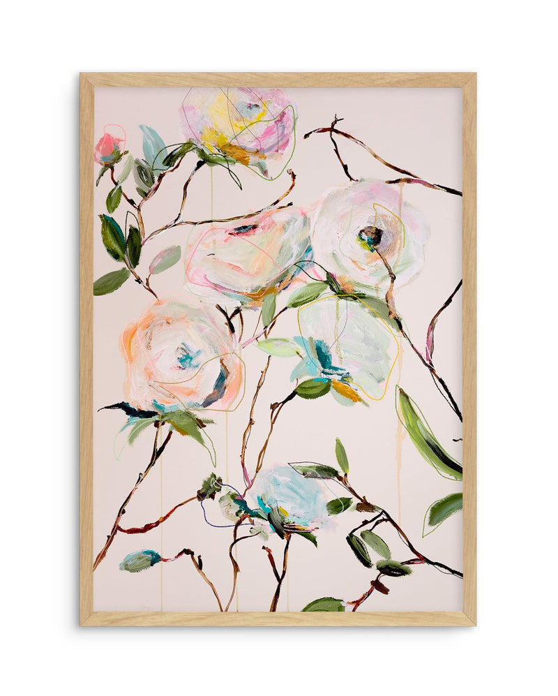 Rose Floral by Leigh Viner Art Print-PRINT-Olive et Oriel-Leigh Viner-A5 | 5.8" x 8.3" | 14.8 x 21cm-Oak-With White Border-Buy-Australian-Art-Prints-Online-with-Olive-et-Oriel-Your-Artwork-Specialists-Austrailia-Decorate-With-Coastal-Photo-Wall-Art-Prints-From-Our-Beach-House-Artwork-Collection-Fine-Poster-and-Framed-Artwork