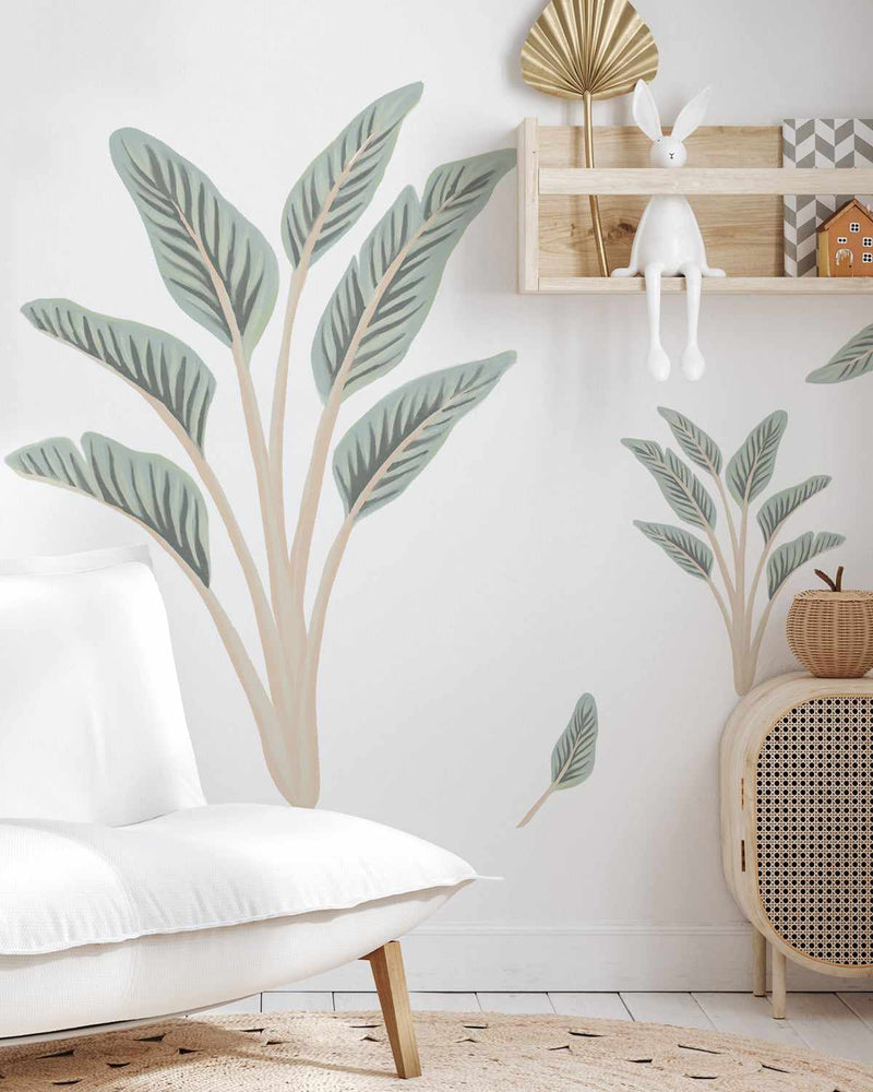 Safari Palm Wall Decal Set-Decals-Olive et Oriel-Decorate your kids bedroom wall decor with removable wall decals, these fabric kids decals are a great way to add colour and update your children's bedroom. Available as girls wall decals or boys wall decals, there are also nursery decals.