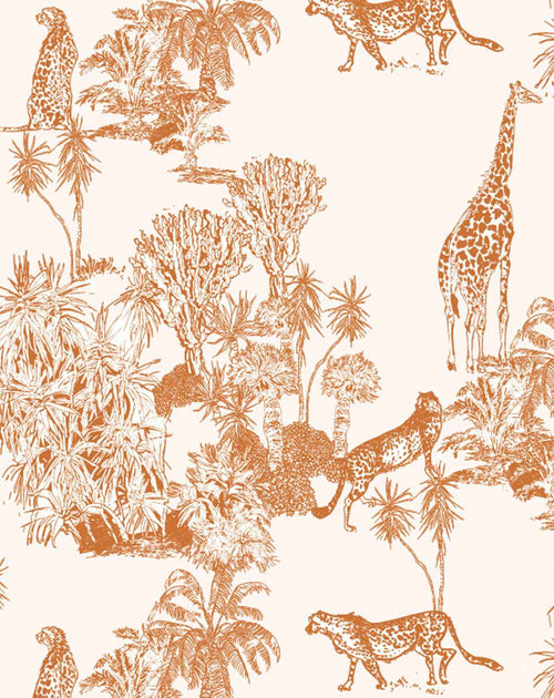 Safari in Terracotta Wallpaper-Wallpaper-Buy Kids Removable Wallpaper Online Our Custom Made Children√¢‚Ç¨‚Ñ¢s Wallpapers Are A Fun Way To Decorate And Enhance Boys Bedroom Decor And Girls Bedrooms They Are An Amazing Addition To Your Kids Bedroom Walls Our Collection of Kids Wallpaper Is Sure To Transform Your Kids Rooms Interior Style From Pink Wallpaper To Dinosaur Wallpaper Even Marble Wallpapers For Teen Boys Shop Peel And Stick Wallpaper Online Today With Olive et Oriel