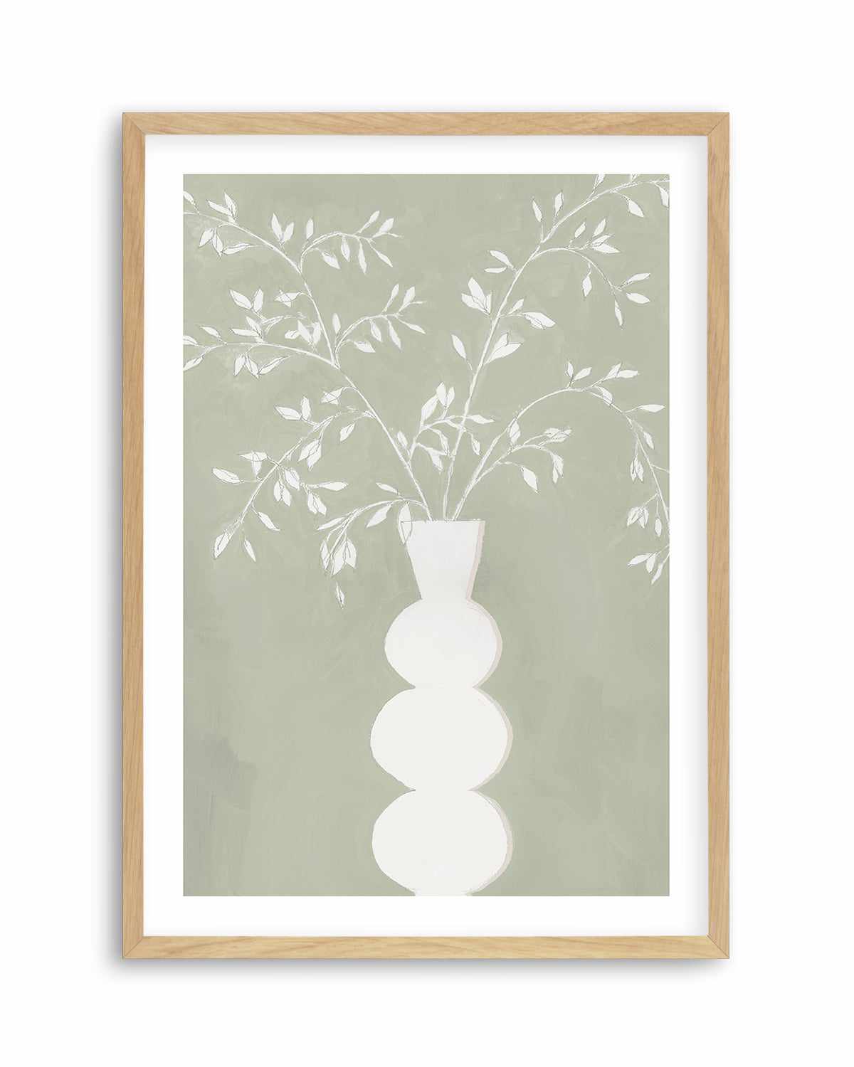 Sage Vase I Art Print-PRINT-Order sage mint green framed abstract painting wall art prints online with Olive et Oriel Australia