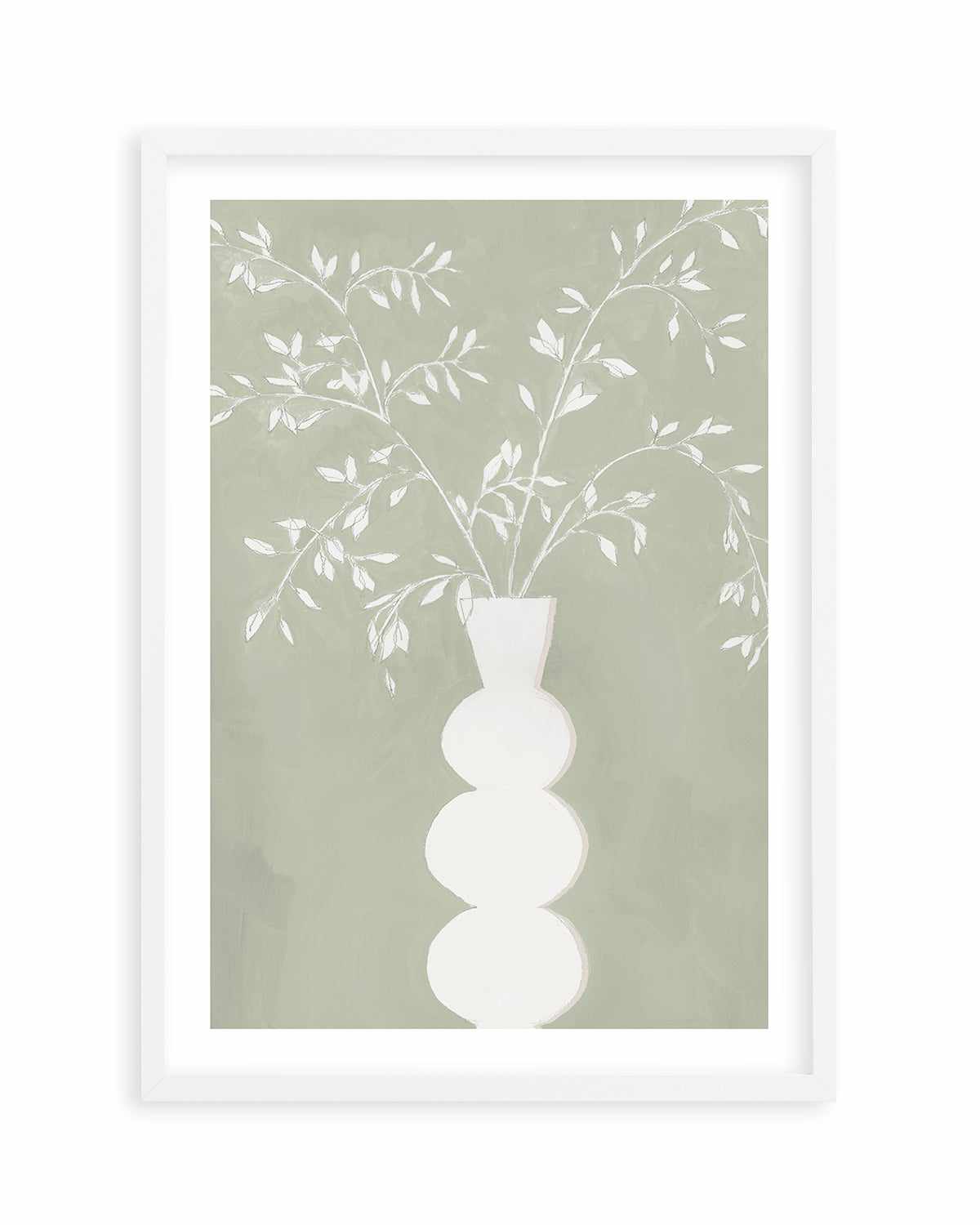 Sage Vase I Art Print-PRINT-Order sage mint green framed abstract painting wall art prints online with Olive et Oriel Australia