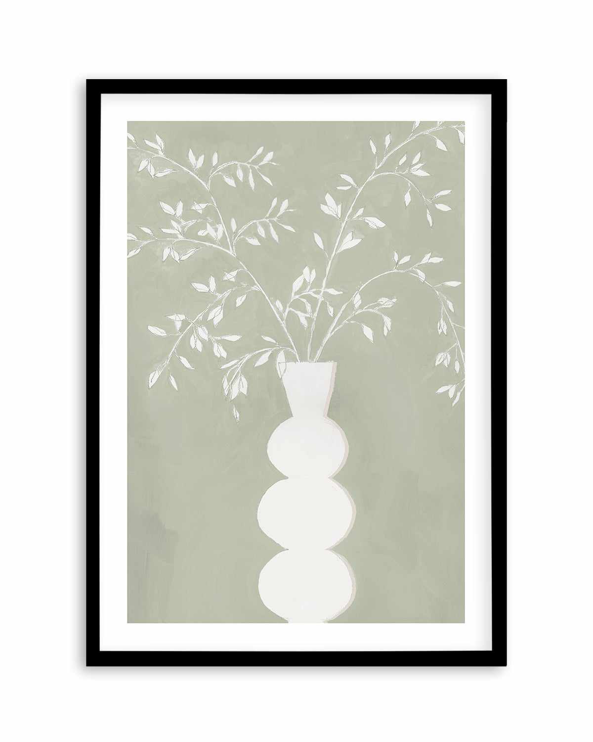 Sage Vase I Art Print-PRINT-Order sage mint green framed abstract painting wall art prints online with Olive et Oriel Australia