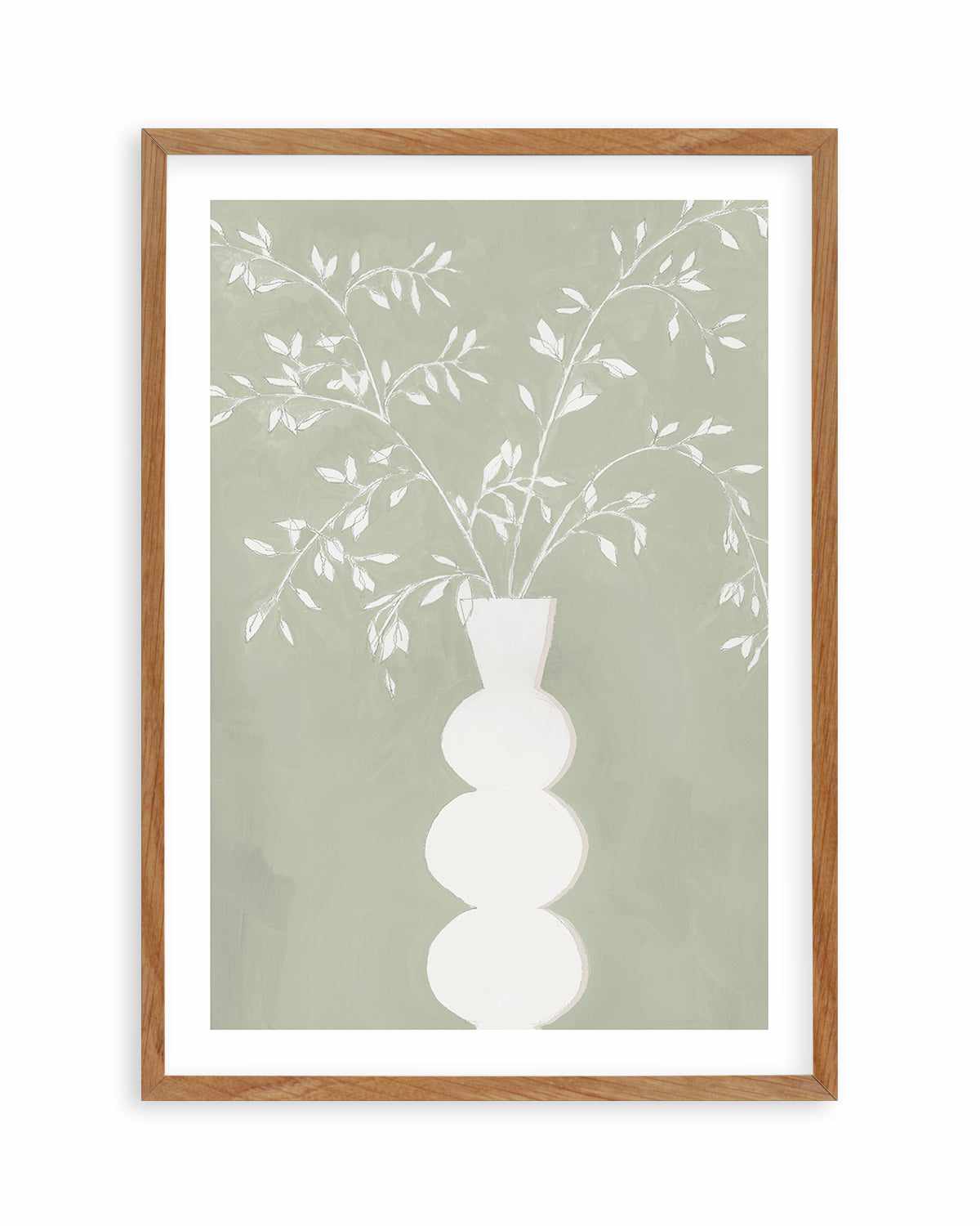 Sage Vase I Art Print-PRINT-Order sage mint green framed abstract painting wall art prints online with Olive et Oriel Australia