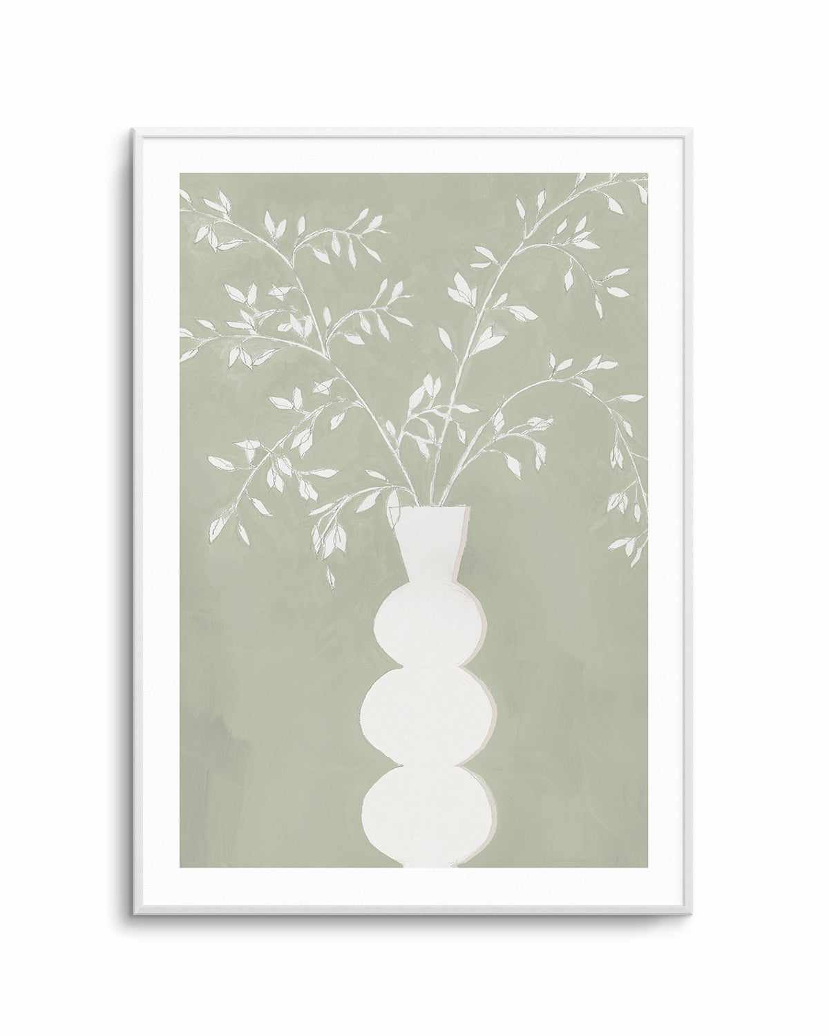 Sage Vase I Art Print-PRINT-Order sage mint green framed abstract painting wall art prints online with Olive et Oriel Australia