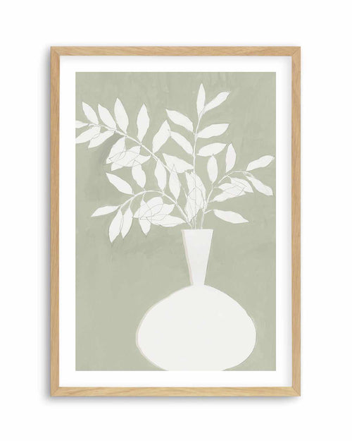 Sage Vase II Art Print-PRINT-Order sage mint green framed abstract painting wall art prints online with Olive et Oriel Australia