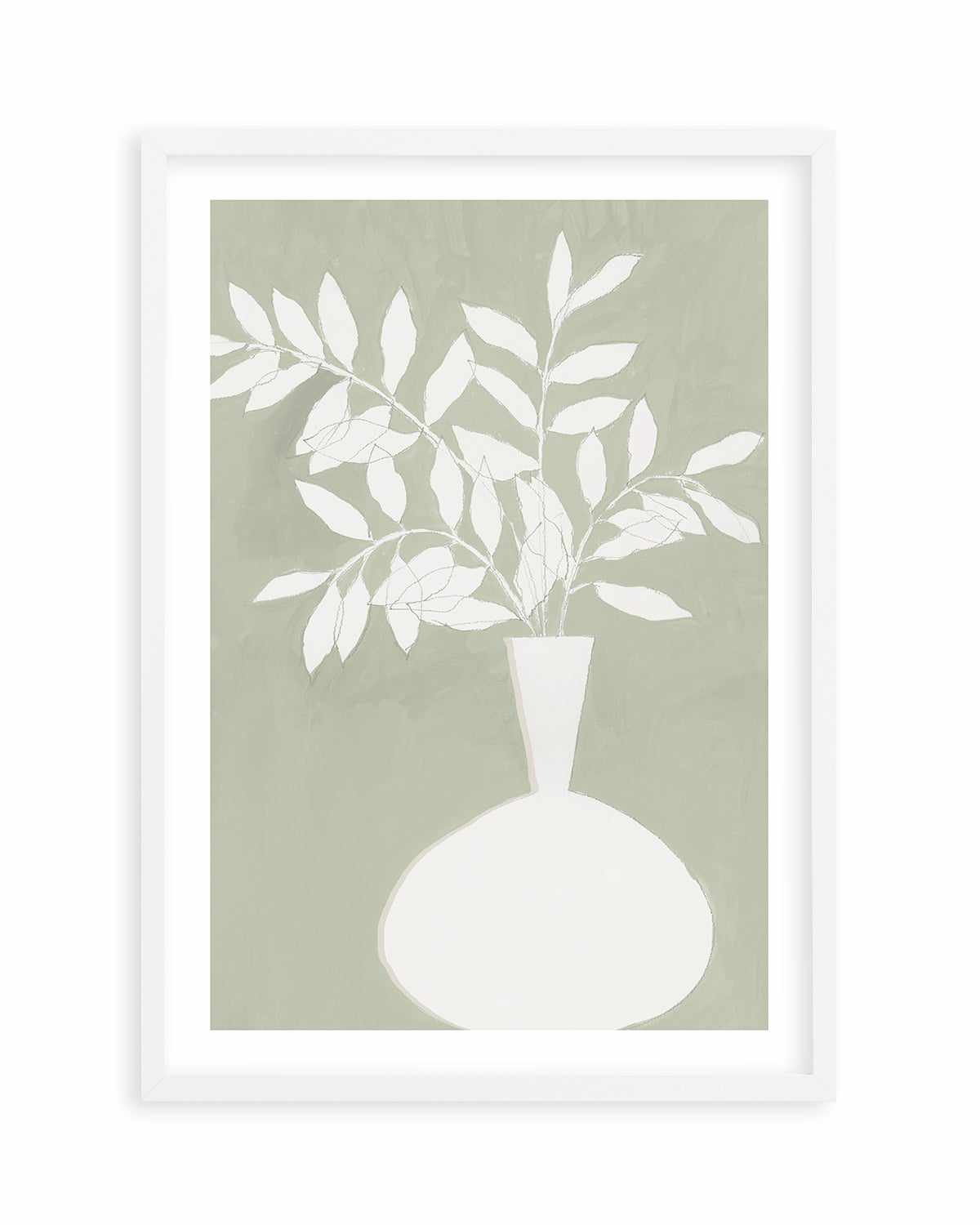 Sage Vase II Art Print-PRINT-Order sage mint green framed abstract painting wall art prints online with Olive et Oriel Australia