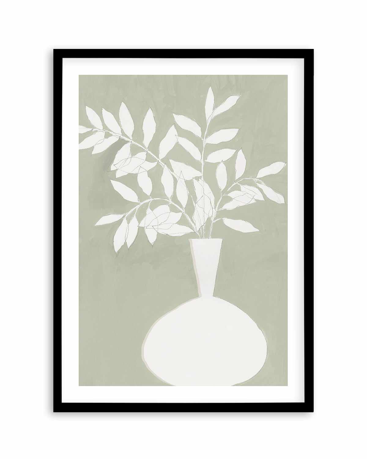 Sage Vase II Art Print-PRINT-Order sage mint green framed abstract painting wall art prints online with Olive et Oriel Australia