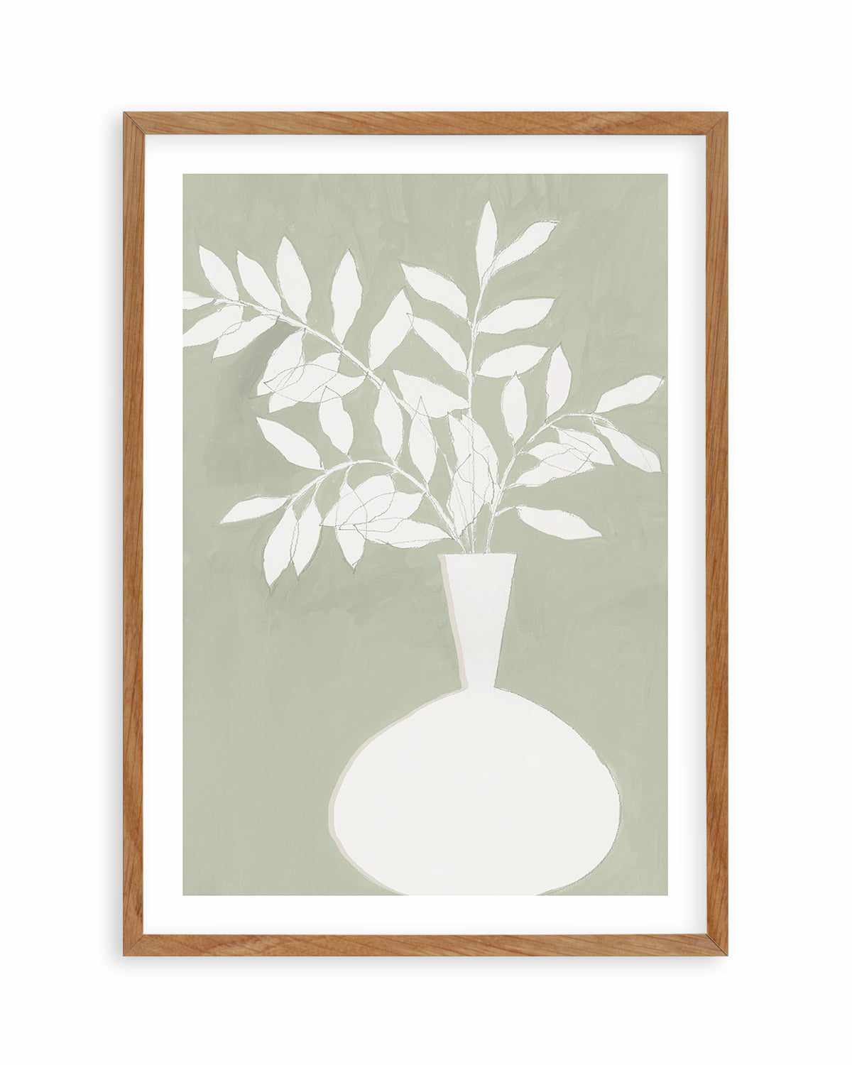 Sage Vase II Art Print-PRINT-Order sage mint green framed abstract painting wall art prints online with Olive et Oriel Australia