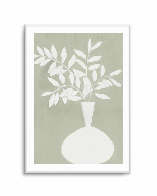 Sage Vase II Art Print-PRINT-Order sage mint green framed abstract painting wall art prints online with Olive et Oriel Australia