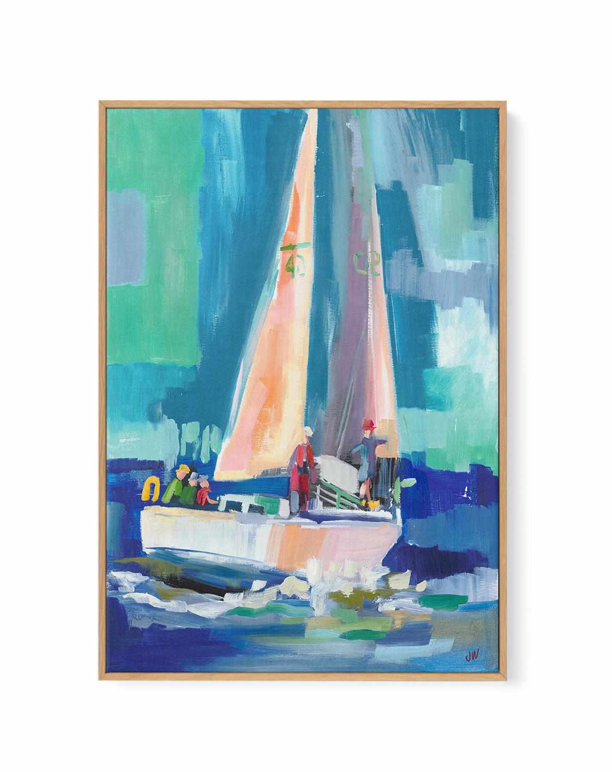 Sailboat by Jenny Westenhofer | Framed Canvas Art Print