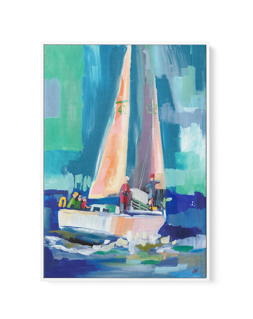 Sailboat by Jenny Westenhofer | Framed Canvas-CANVAS-You can shop wall art online with Olive et Oriel for everything from abstract art to fun kids wall art. Our beautiful modern art prints and canvas art are available from large canvas prints to wall art paintings and our proudly Australian artwork collection offers only the highest quality framed large wall art and canvas art Australia - You can buy fashion photography prints or Hampton print posters and paintings on canvas from Olive et Oriel 