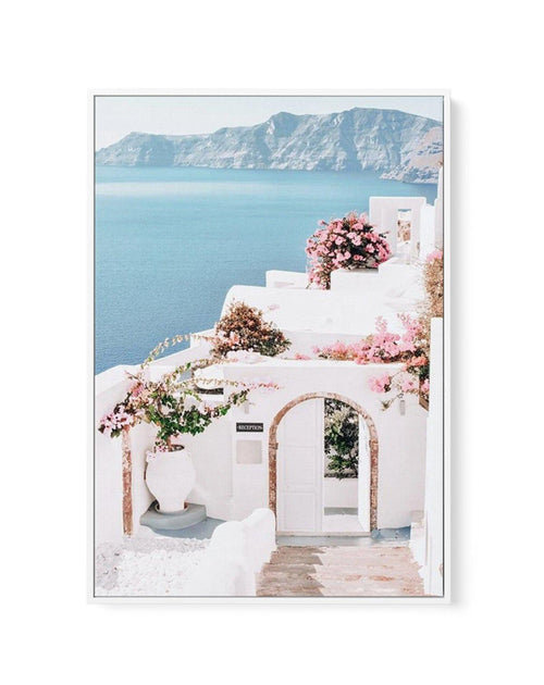 Santorini Days | Framed Canvas-Shop Greece Wall Art Prints Online with Olive et Oriel - Our collection of Greek Islands art prints offer unique wall art including blue domes of Santorini in Oia, mediterranean sea prints and incredible posters from Milos and other Greece landscape photography - this collection will add mediterranean blue to your home, perfect for updating the walls in coastal, beach house style. There is Greece art on canvas and extra large wall art with fast, free shipping acros