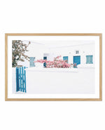 Santorini In Spring Art Print-Shop Greece Wall Art Prints Online with Olive et Oriel - Our collection of Greek Islands art prints offer unique wall art including blue domes of Santorini in Oia, mediterranean sea prints and incredible posters from Milos and other Greece landscape photography - this collection will add mediterranean blue to your home, perfect for updating the walls in coastal, beach house style. There is Greece art on canvas and extra large wall art with fast, free shipping across