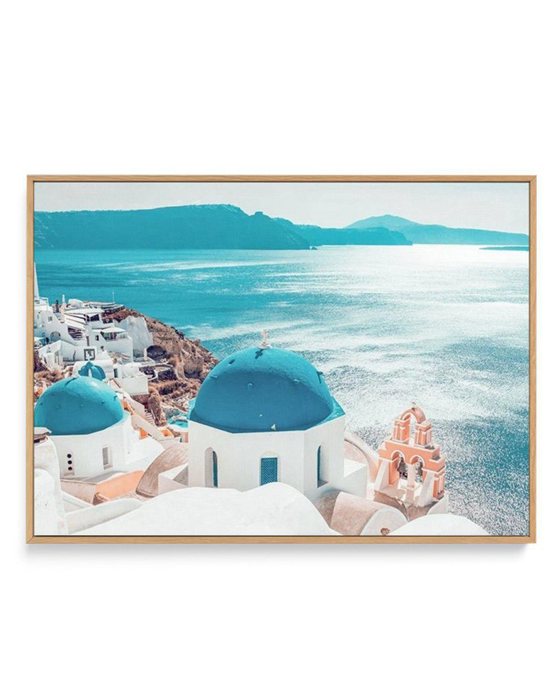 Santorini Sunrise | LS | Framed Canvas-Shop Greece Wall Art Prints Online with Olive et Oriel - Our collection of Greek Islands art prints offer unique wall art including blue domes of Santorini in Oia, mediterranean sea prints and incredible posters from Milos and other Greece landscape photography - this collection will add mediterranean blue to your home, perfect for updating the walls in coastal, beach house style. There is Greece art on canvas and extra large wall art with fast, free shippi
