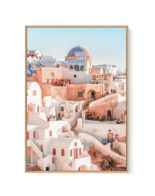 Santorini Sunsets I | PT | Framed Canvas-Shop Greece Wall Art Prints Online with Olive et Oriel - Our collection of Greek Islands art prints offer unique wall art including blue domes of Santorini in Oia, mediterranean sea prints and incredible posters from Milos and other Greece landscape photography - this collection will add mediterranean blue to your home, perfect for updating the walls in coastal, beach house style. There is Greece art on canvas and extra large wall art with fast, free ship
