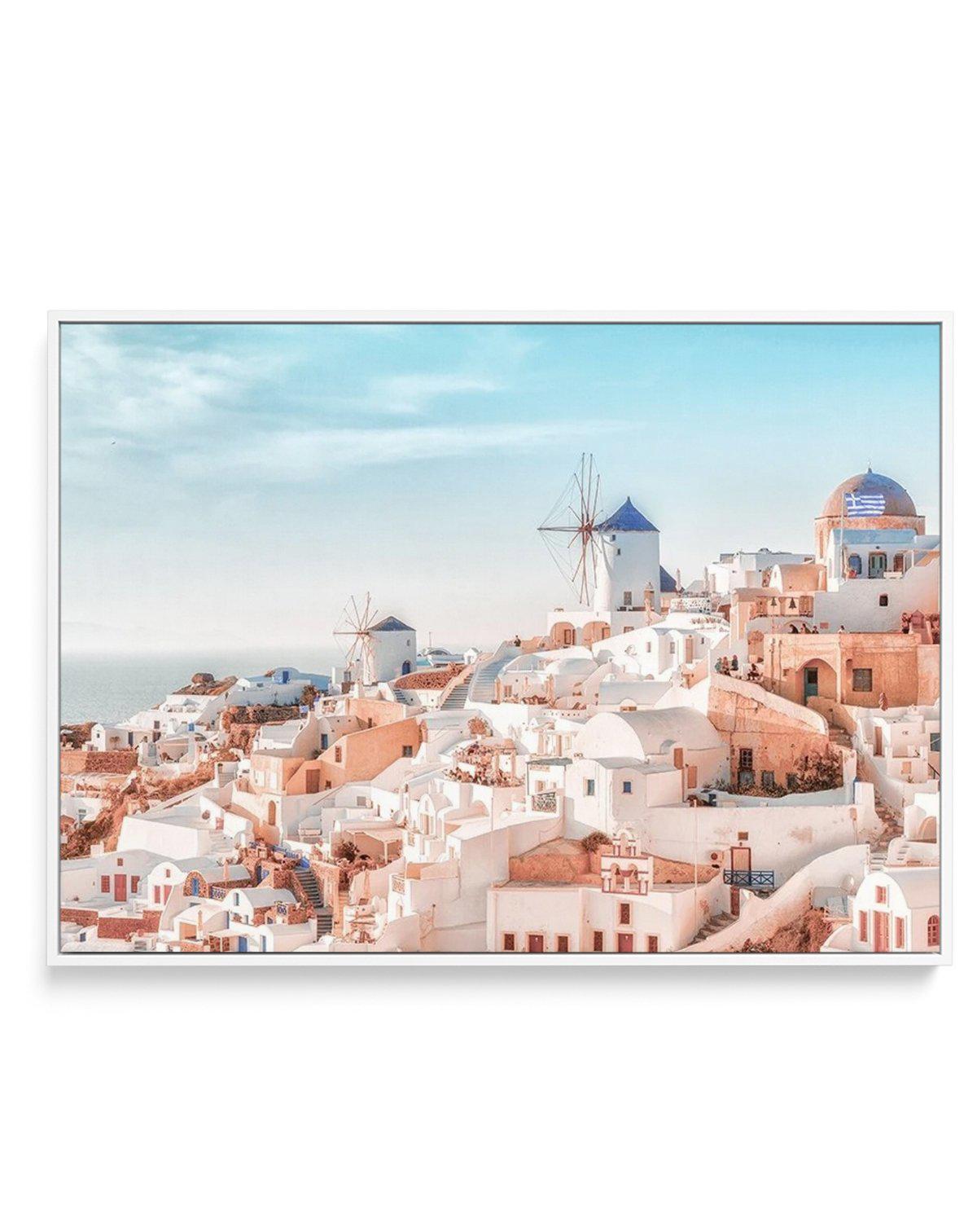 Santorini Sunsets | LS | Framed Canvas-Shop Greece Wall Art Prints Online with Olive et Oriel - Our collection of Greek Islands art prints offer unique wall art including blue domes of Santorini in Oia, mediterranean sea prints and incredible posters from Milos and other Greece landscape photography - this collection will add mediterranean blue to your home, perfect for updating the walls in coastal, beach house style. There is Greece art on canvas and extra large wall art with fast, free shippi