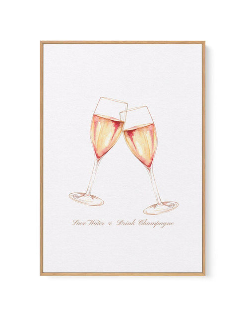 Save Water, Drink Champagne | Framed Canvas-CANVAS-You can shop wall art online with Olive et Oriel for everything from abstract art to fun kids wall art. Our beautiful modern art prints and canvas art are available from large canvas prints to wall art paintings and our proudly Australian artwork collection offers only the highest quality framed large wall art and canvas art Australia - You can buy fashion photography prints or Hampton print posters and paintings on canvas from Olive et Oriel an