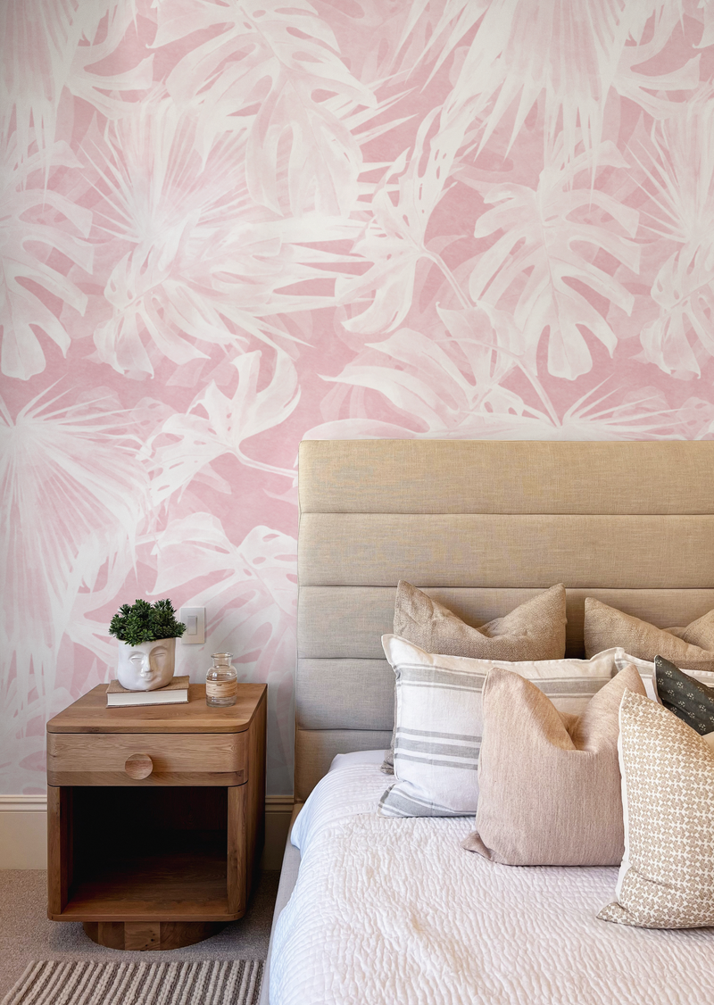Maui Palm Pink Wallpaper from Olive et Oriel where you can shop wallpaper and artworks online