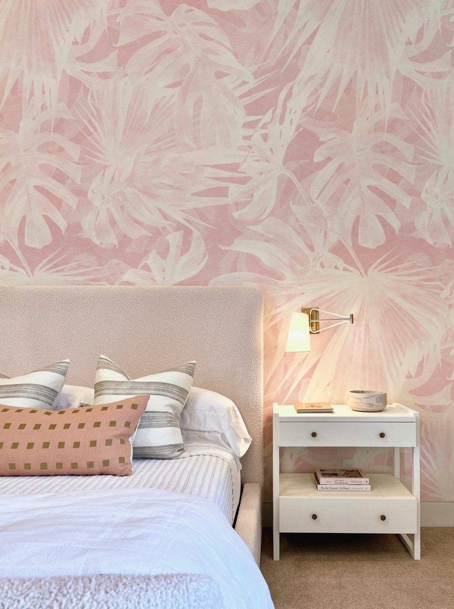 Maui Palm Pink Wallpaper from Olive et Oriel where you can shop wallpaper and artworks online
