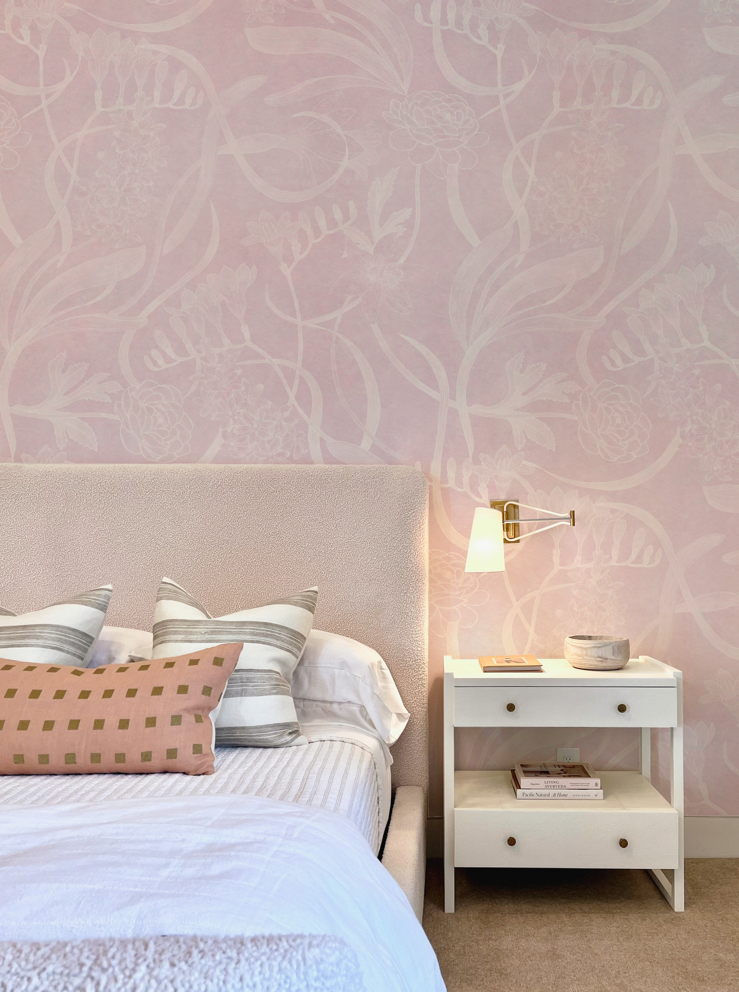 Tropical Blooms Pink Wallpaper