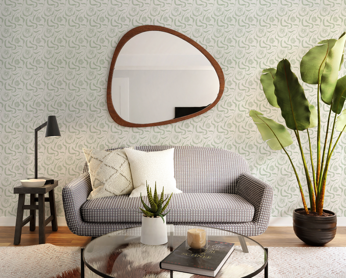 Dancing Blooms Sage Green Wallpaper from Olive et Oriel where you can shop wallpaper and artworks online