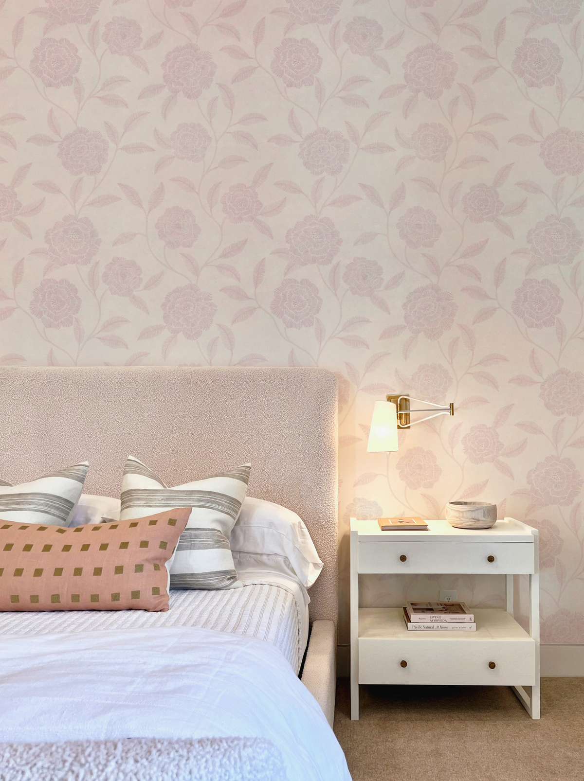 French Rose Pink Wallpaper from Olive et Oriel where you can shop wallpaper and artworks online