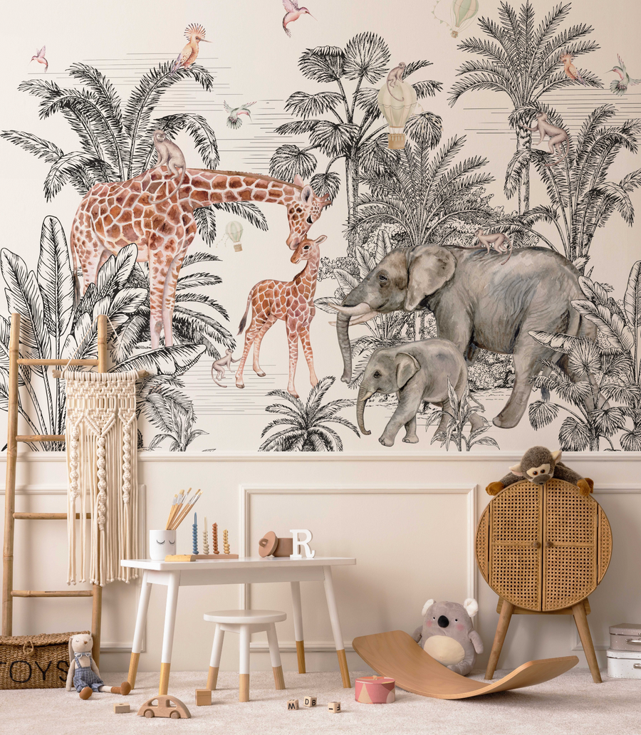 Jungle Safari Wallpaper Mural from Olive et Oriel where you can shop wallpaper and artworks online