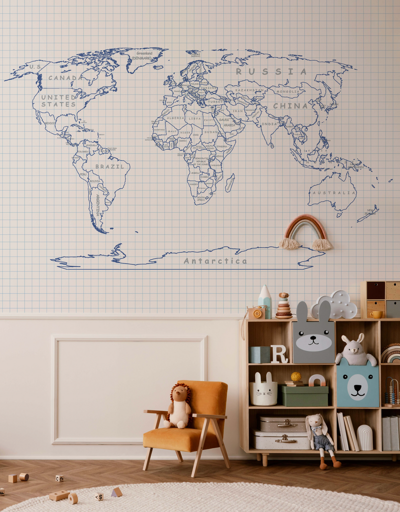 School Book Map Wallpaper Mural from Olive et Oriel where you can shop wallpaper and artworks online