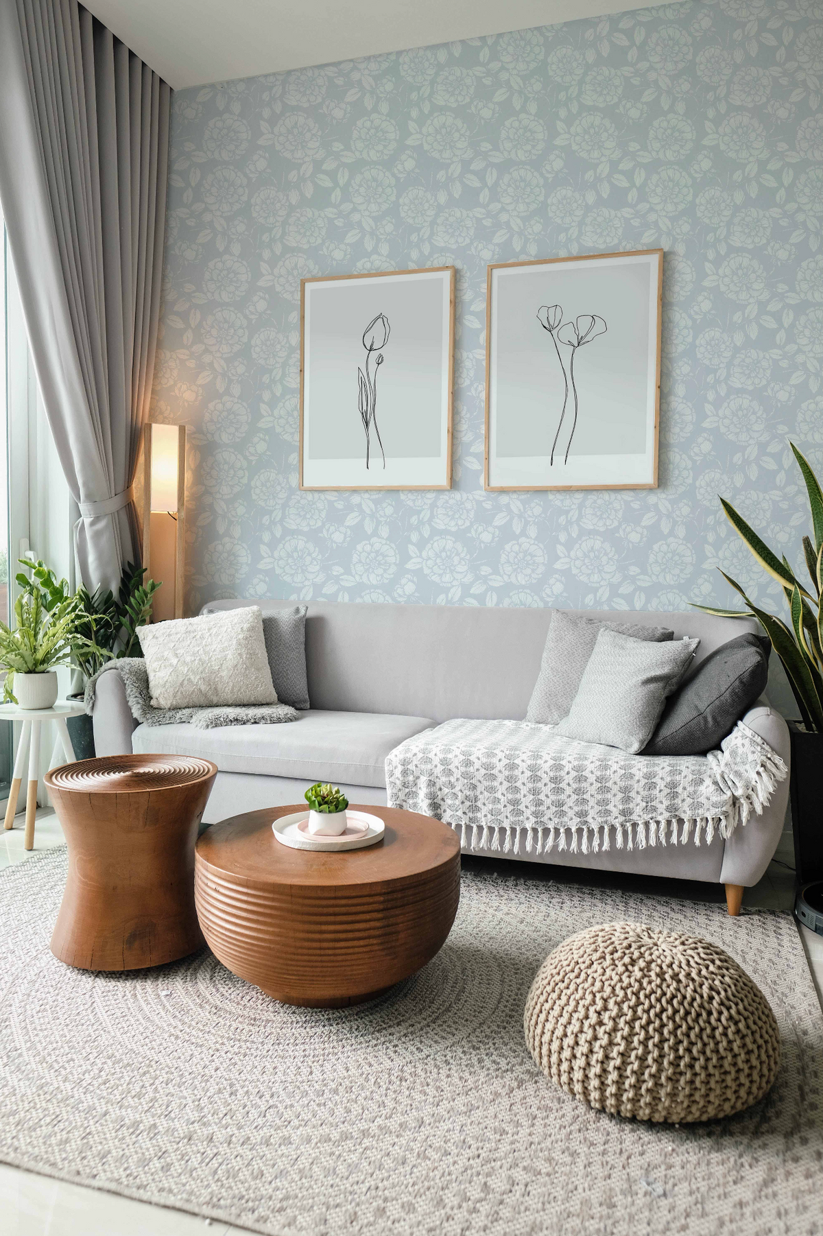 French Country Rose Blue Wallpaper from Olive et Oriel where you can shop wallpaper and artworks online