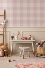 Medium Gingham Check Light Pink Wallpaper