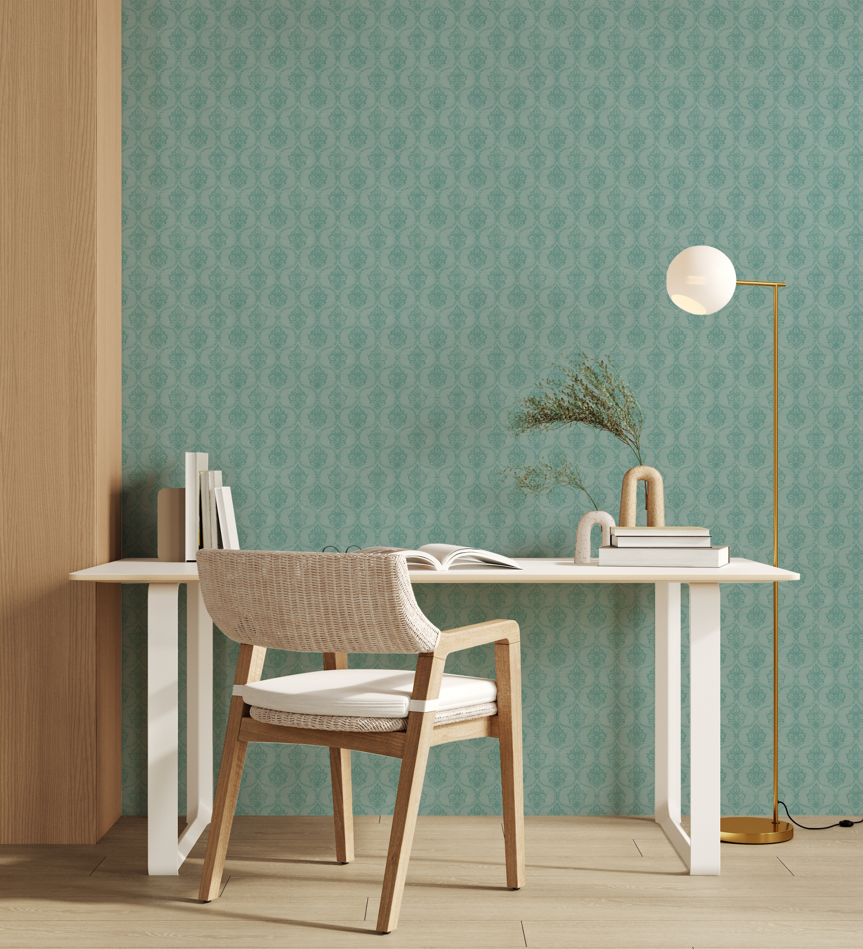 Hanna Stamp Emerald Green Wallpaper