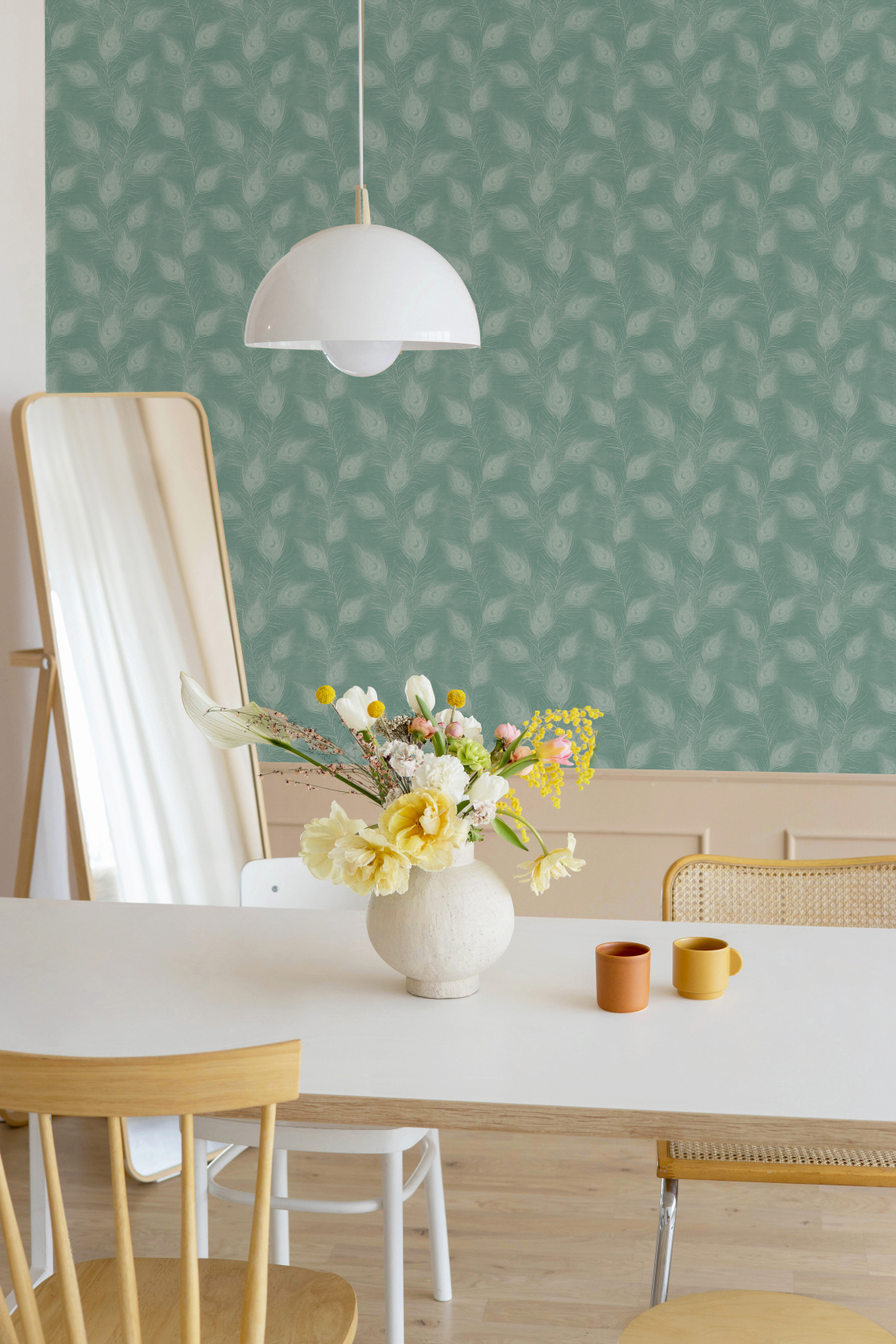 Luxe Feathers Emerald Green Wallpaper